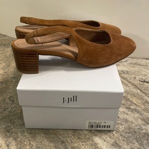 NIB JJill cognac suede sling back shoes 7.5M